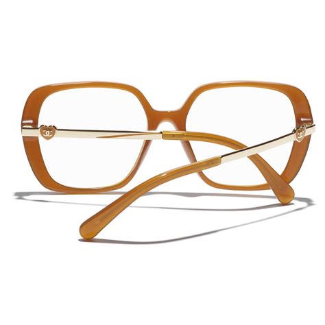 Square Eyeglasses Acetate & Metal Light Brown.